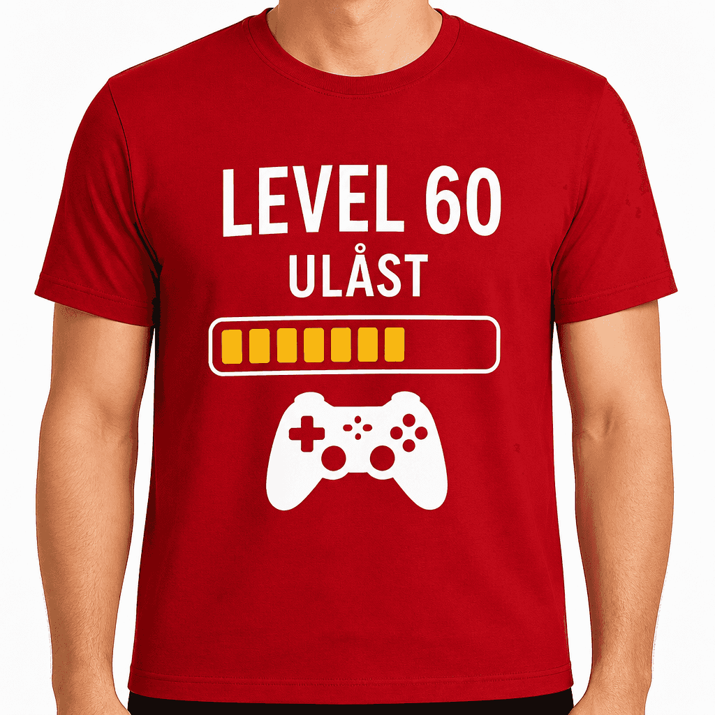 T-shirt til 60 års fødselsdag – Level 60 ulåst