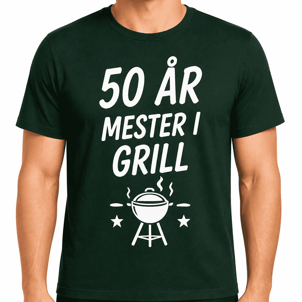 T-shirt til 50 års fødselsdag – 50 år mester i grill