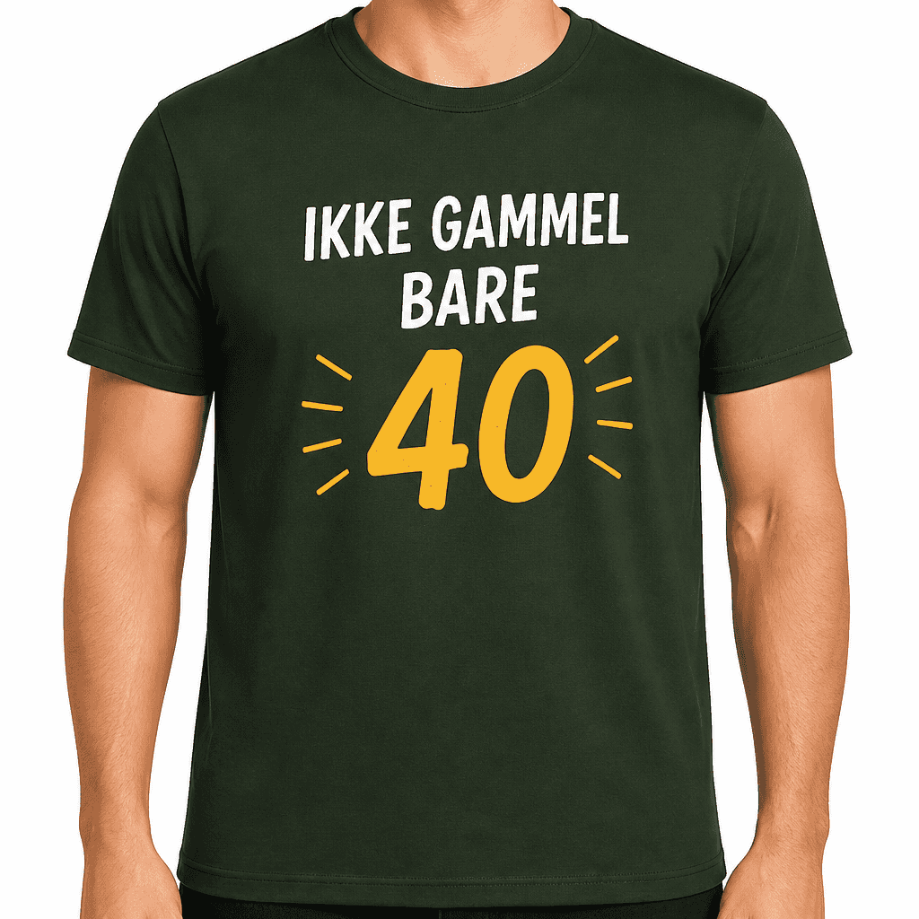 T-shirt til 40 års fødselsdag – Ikke gammel bare 40