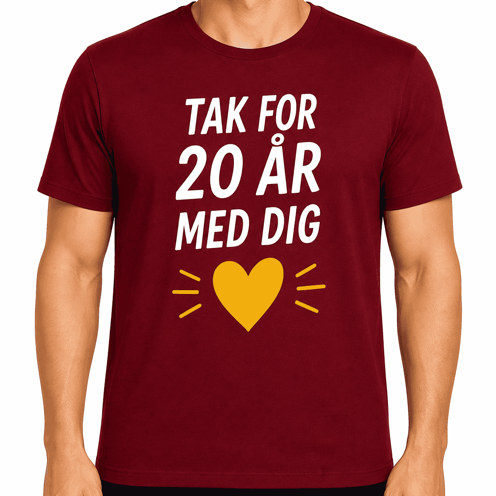 T-shirt til 20 års fødselsdag – Tak for 20 år med dig