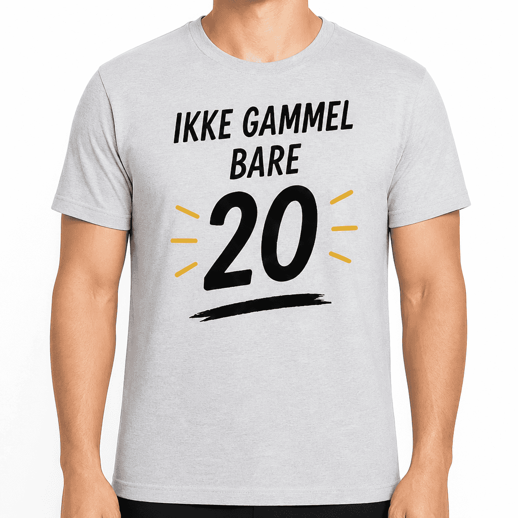 T-shirt til 20 års fødselsdag – Ikke gammel bare 20