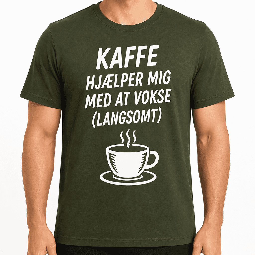T-shirt til 18 års fødselsdag – Kaffe hjælper mig med at vokse (langsomt)