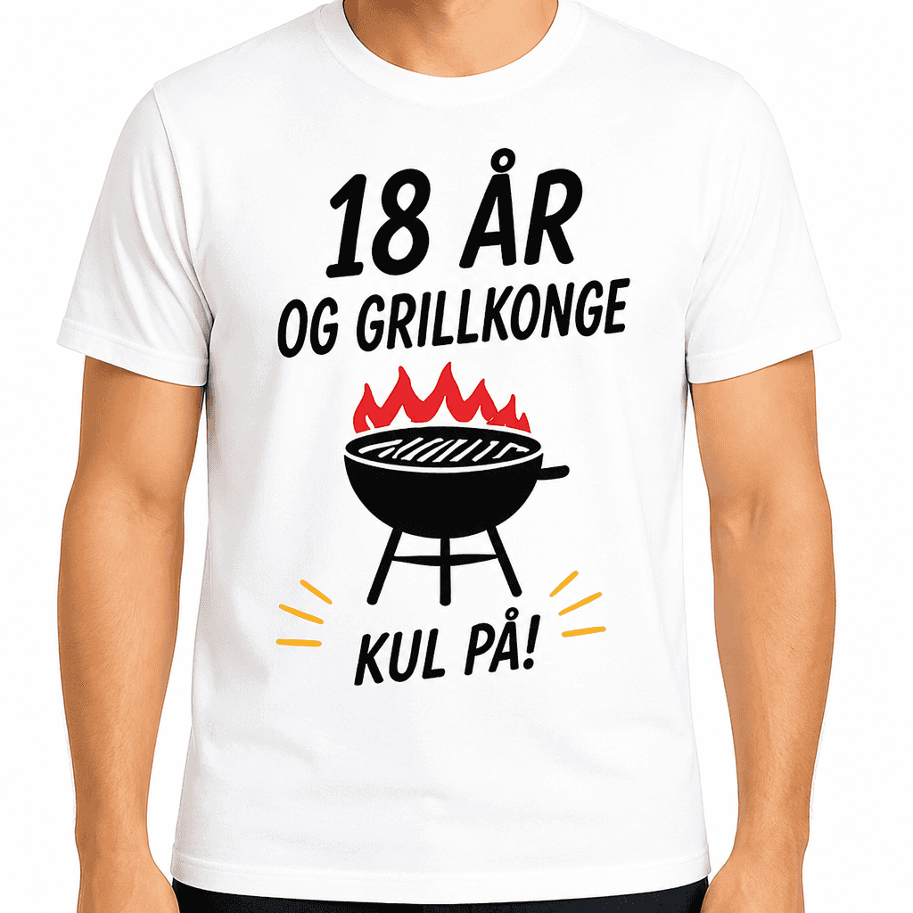 T-shirt til 18 års fødselsdag – 18 år og grillkonge kul på!