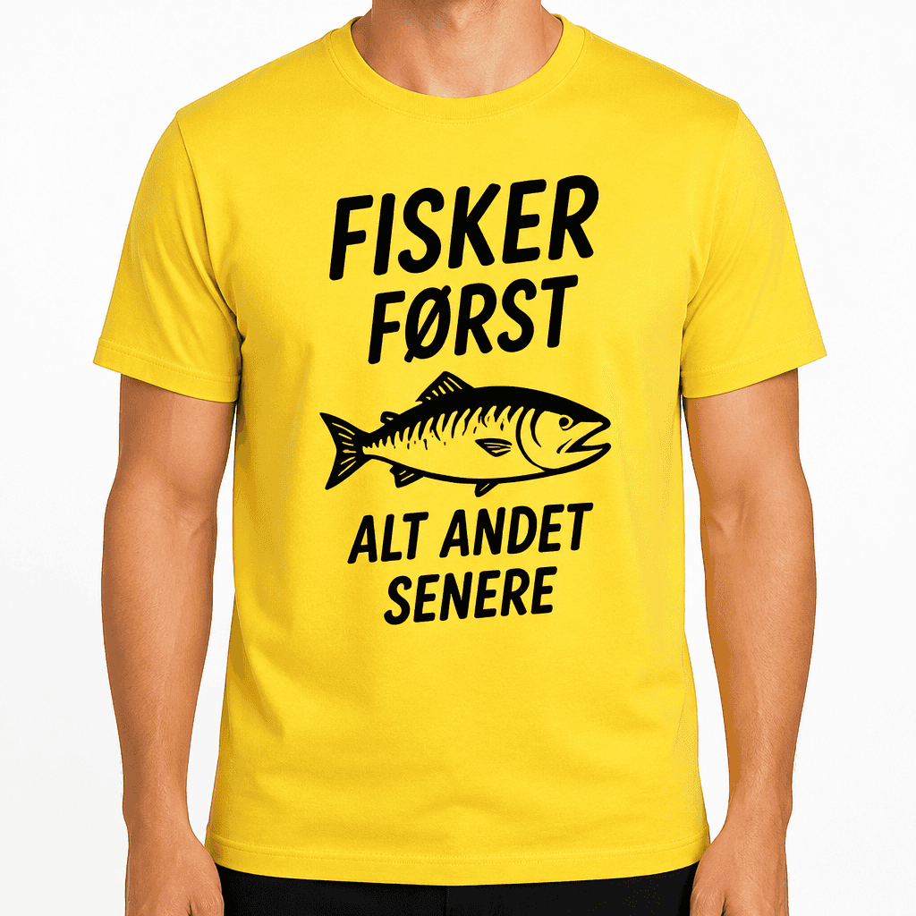T-shirt til 18 års fødselsdag – Fisker først alt andet senere