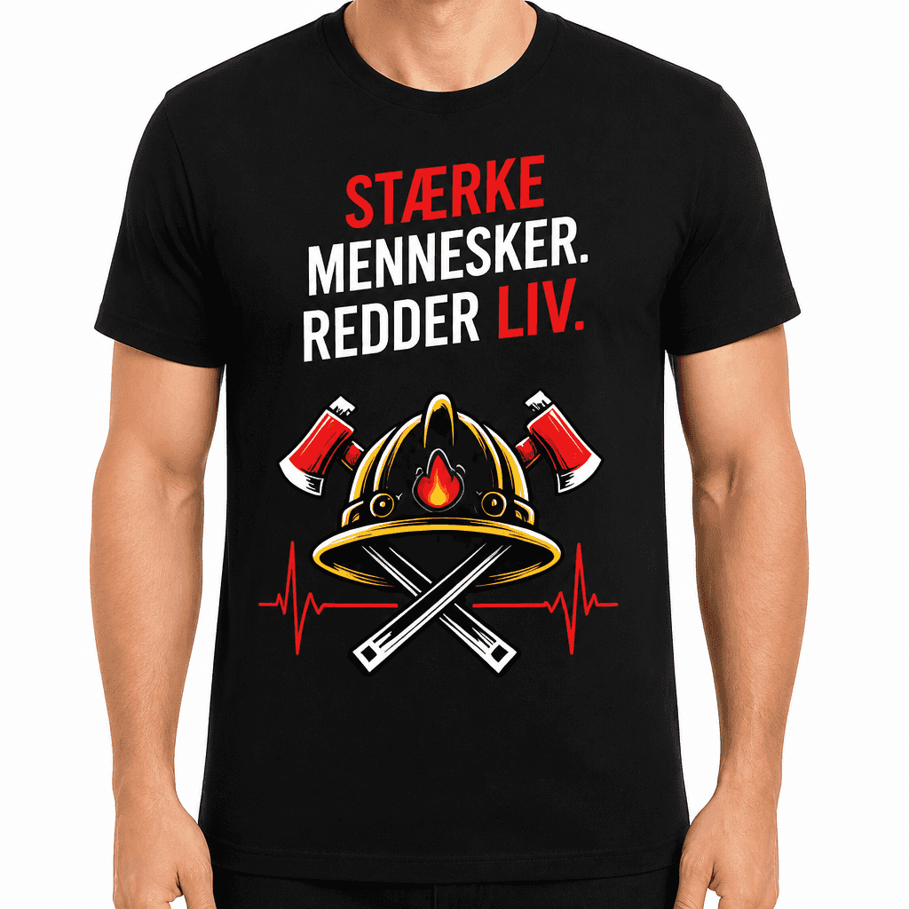 Brandmand T-shirt – Stærke mennesker. Redder liv.
