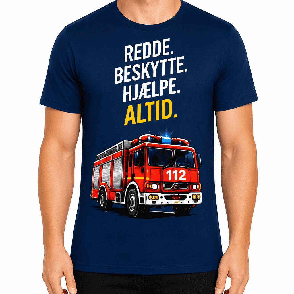 Brandmand T-shirt – Redde. Beskytte. Hjælpe. Altid.
