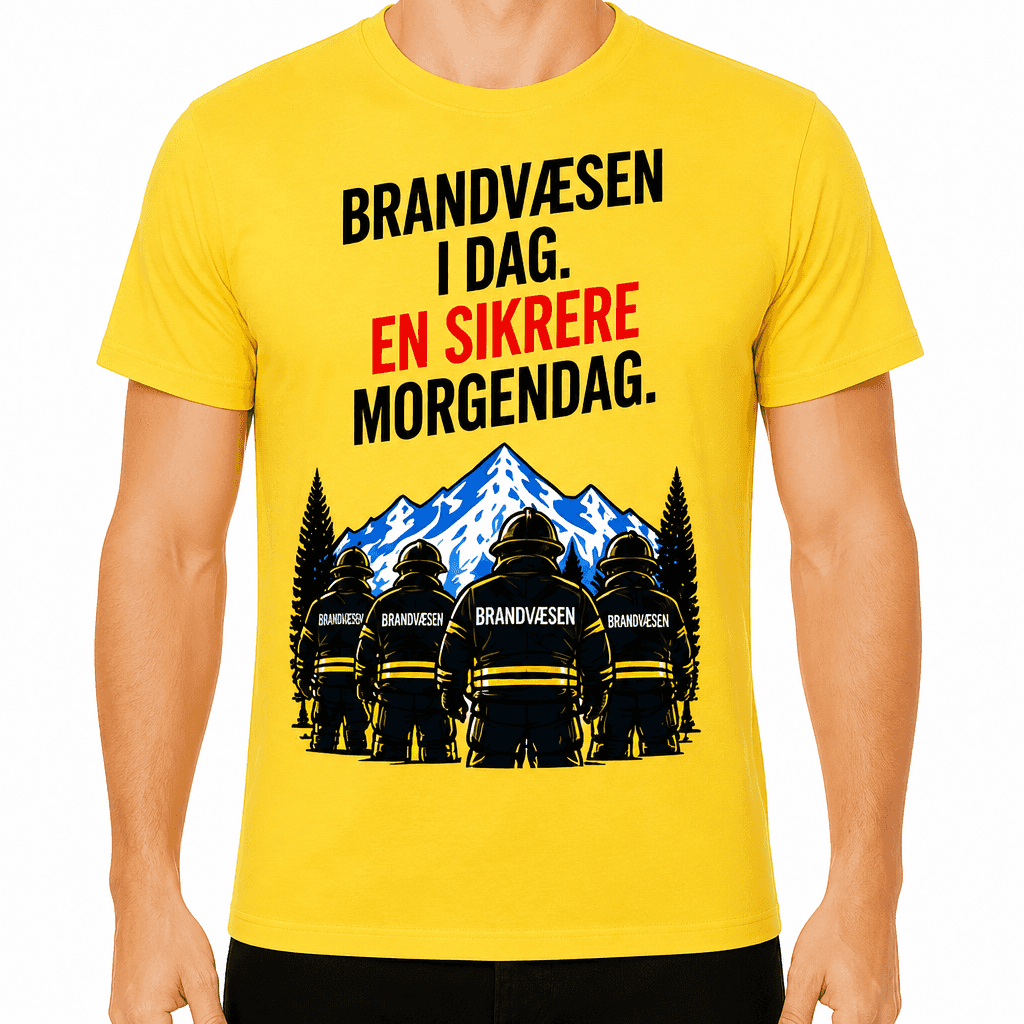 Brandmand T-shirt – Brandvæsen i dag. En sikrere morgendag.