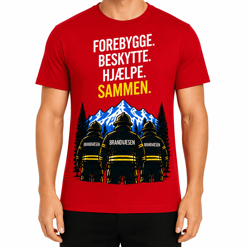 Brandmand T-shirt – Forebygge. Beskytte. Hjælpe. Sammen.