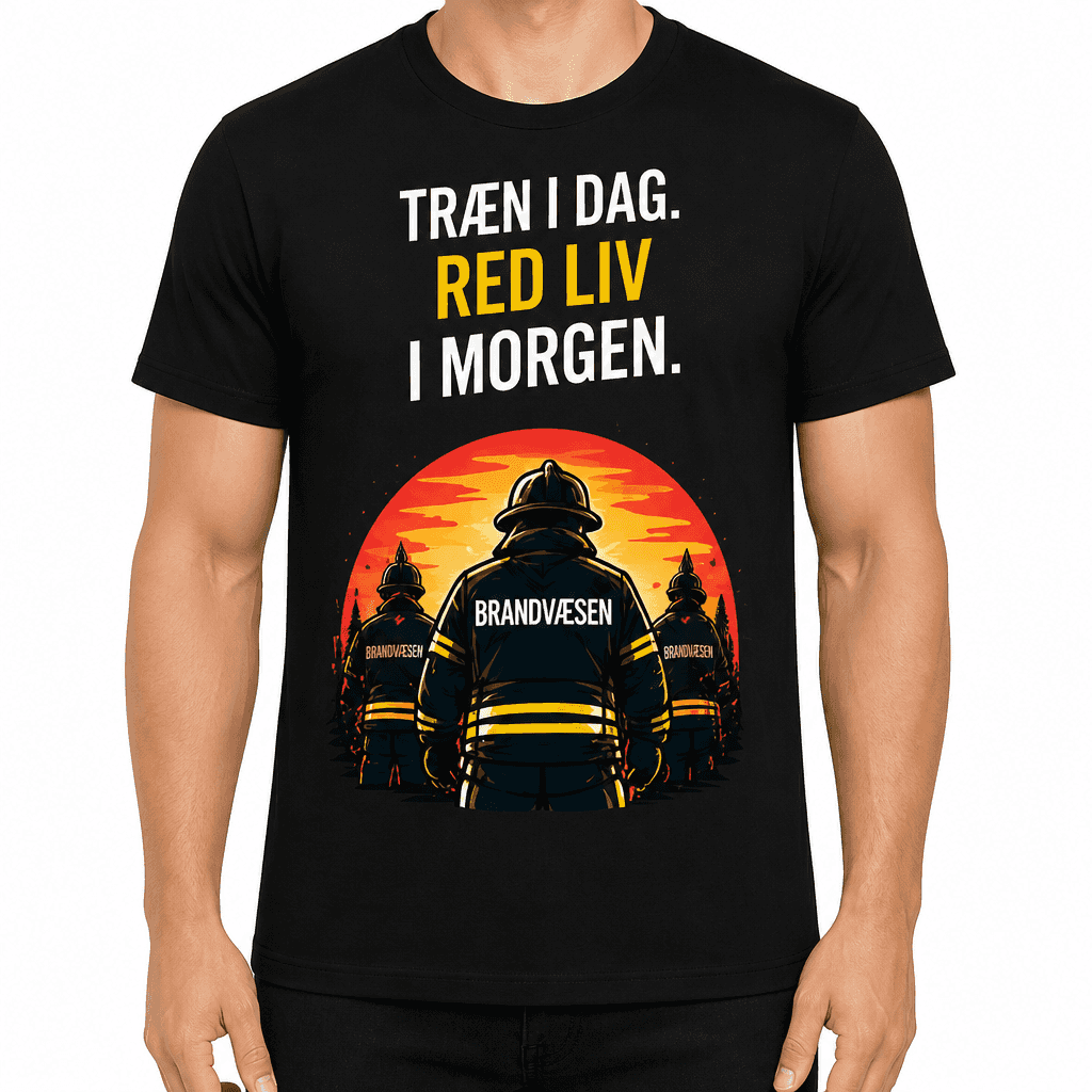 Brandmand T-shirt – Træn i dag. Red liv i morgen.