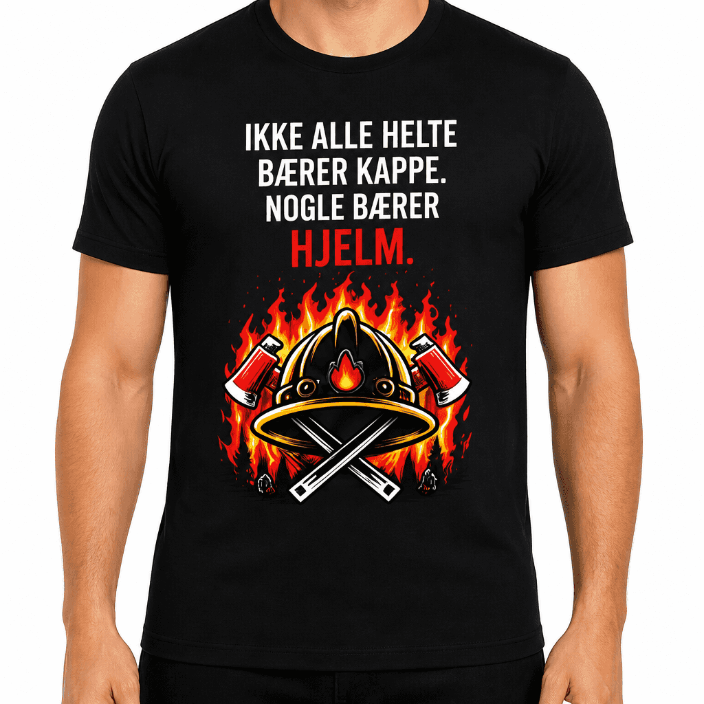 Brandmand T-shirt – Ikke alle helte bærer kappe. Nogle bærer hjelm.