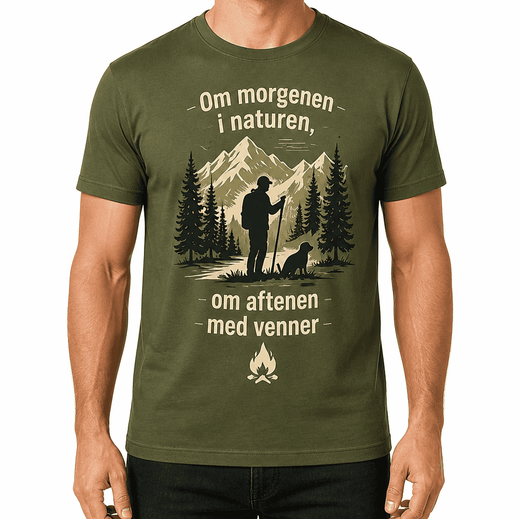 Jæger T-shirt – Om morgenen i naturen, om aftenen med venner