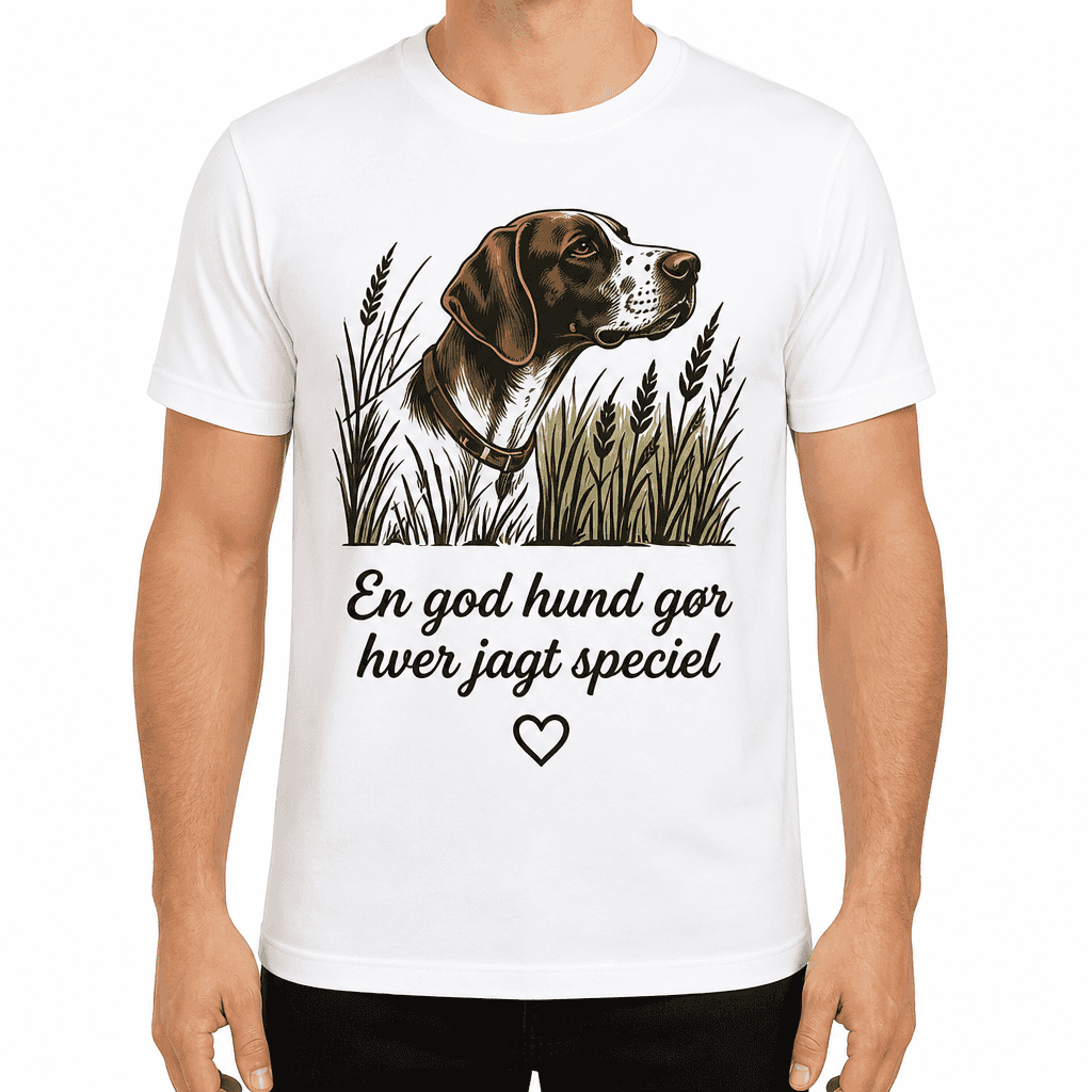 Jæger T-shirt – En god hund gør hver jagt speciel