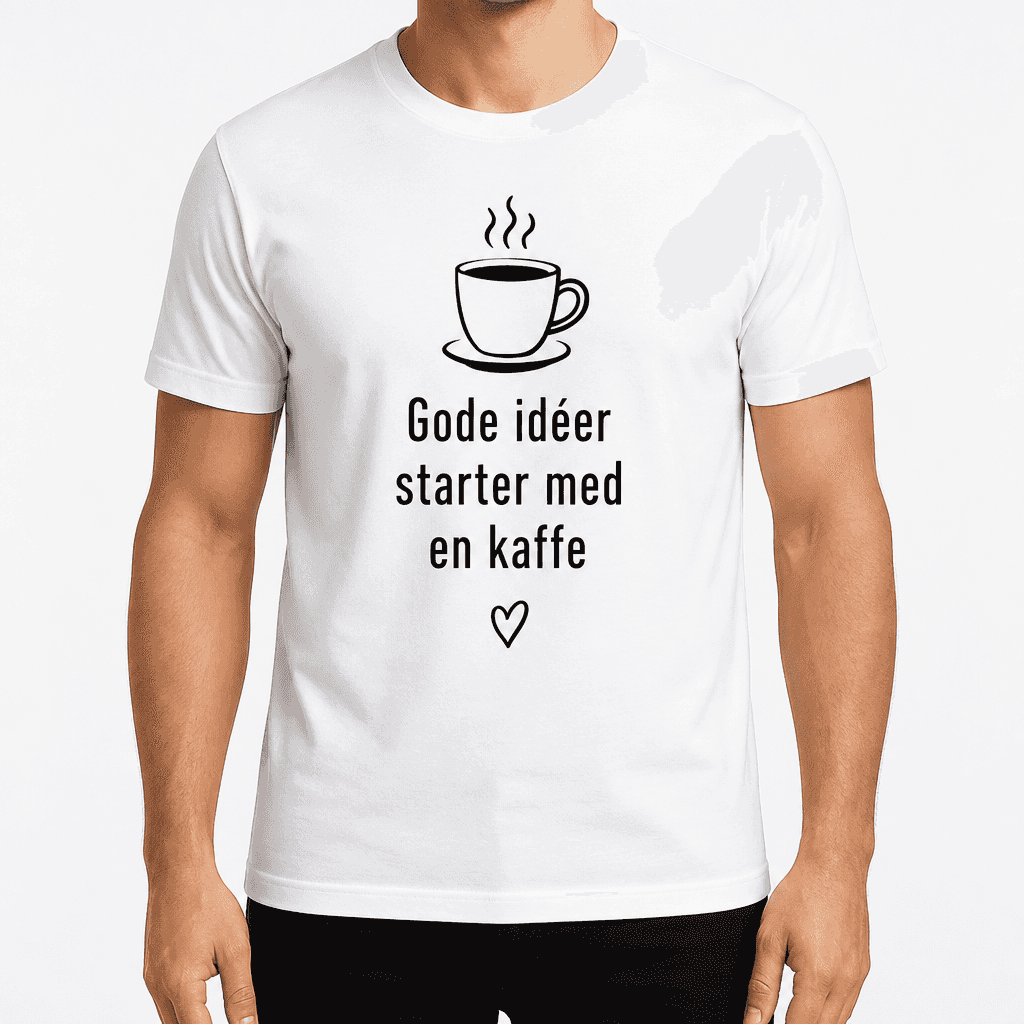 T-shirt til kollega – Gode idéer starter med en kaffe