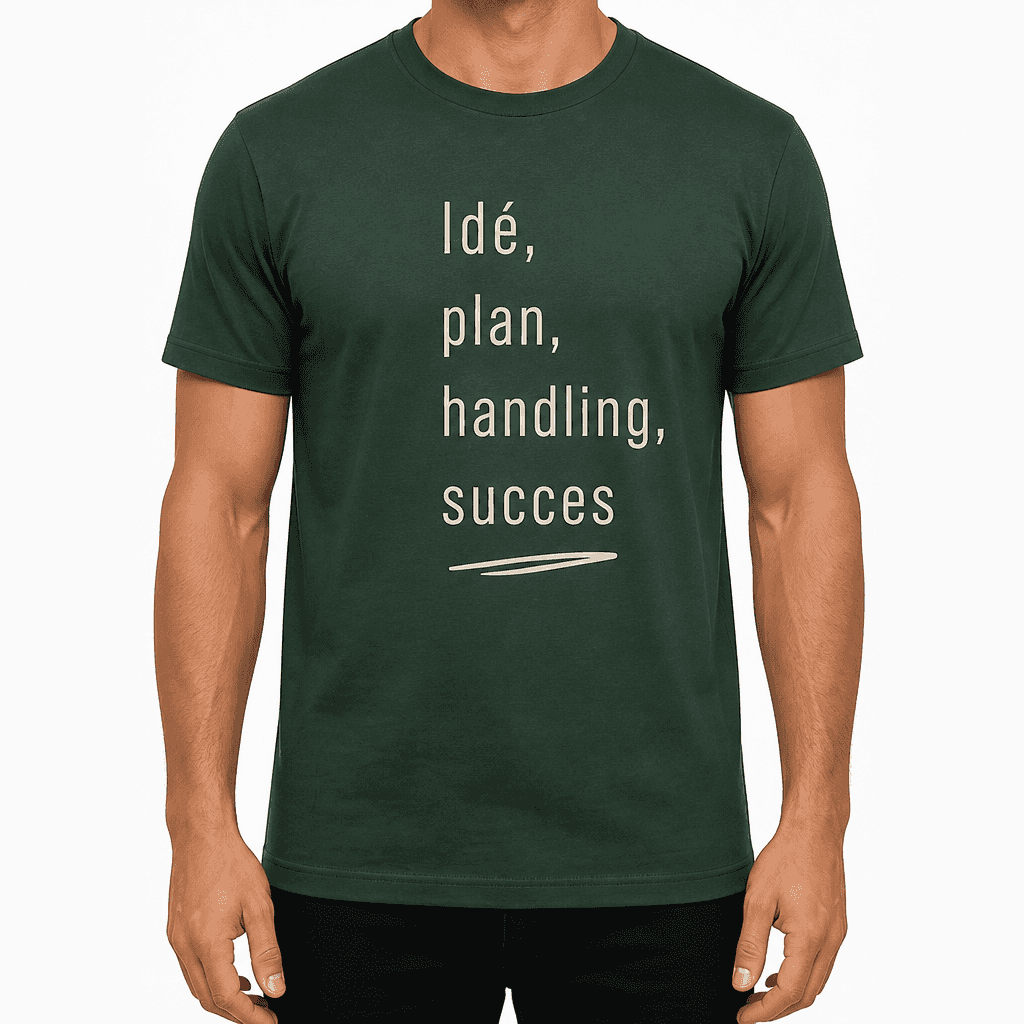 T-shirt til kollega – Idé, plan, handling, succes