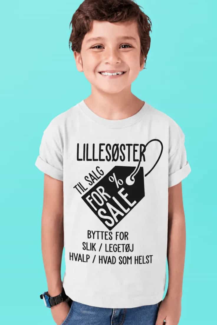 Børne t-shirt lillesøster til salg - LILLESØSTER