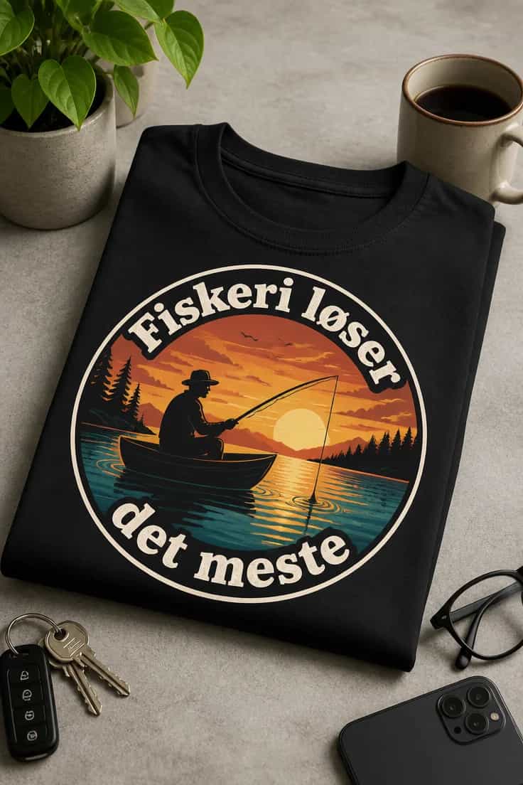 Fiskeri-T-shirt - Fiskeri løser det meste