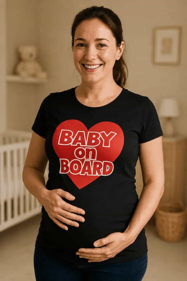Gravid t-shirt Baby on board hjerte | BABY on BOARD