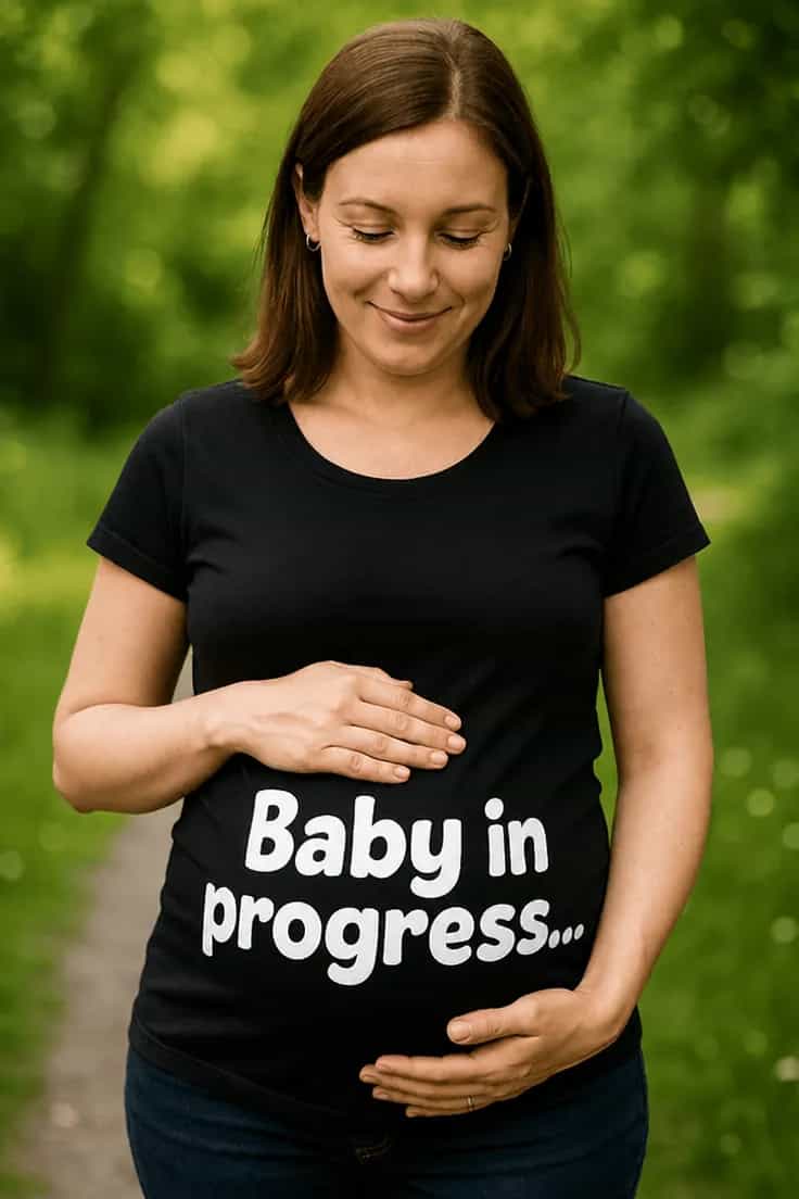 Gravid t-shirt Baby på vej - Baby in progress.