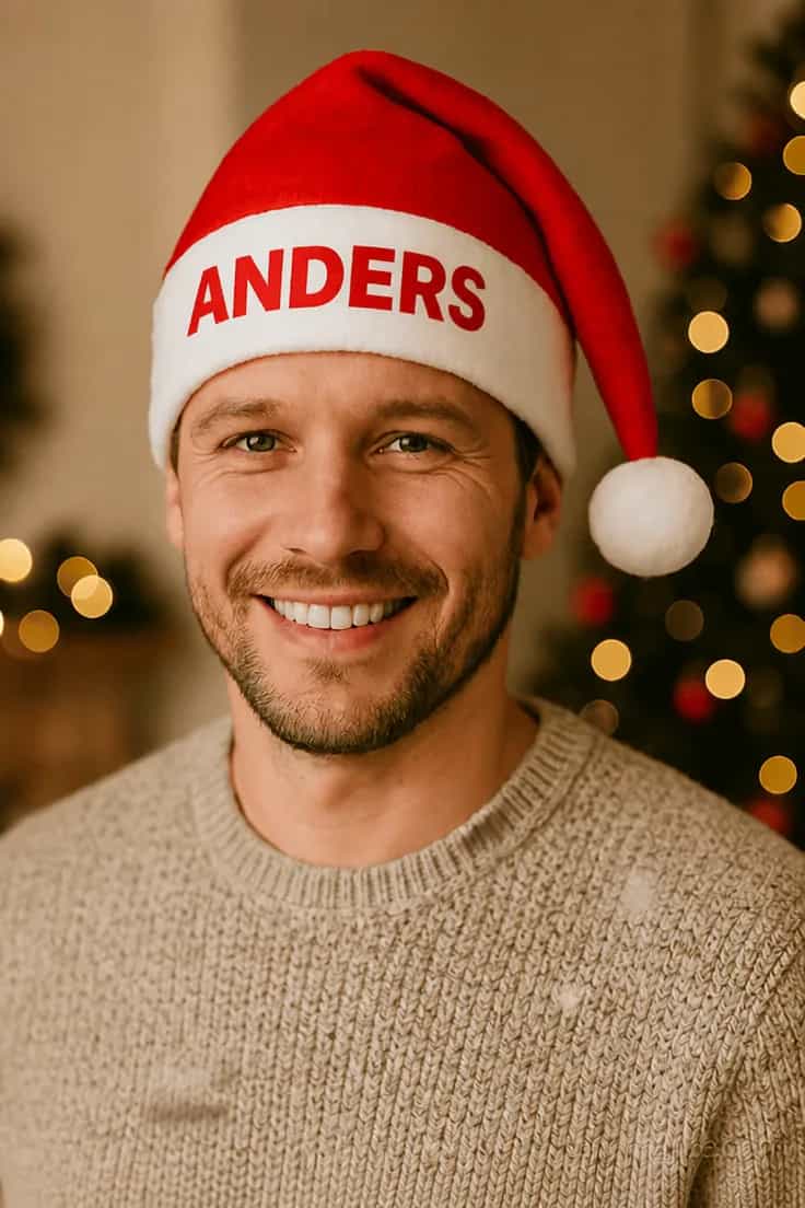 Hue julehue med navn ANDERS