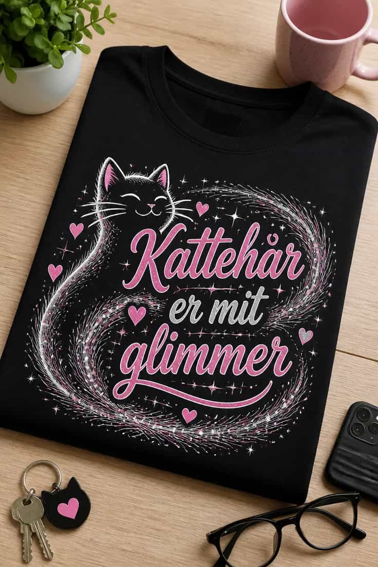 Katte-T-shirt – Kattehår er mit glimmer