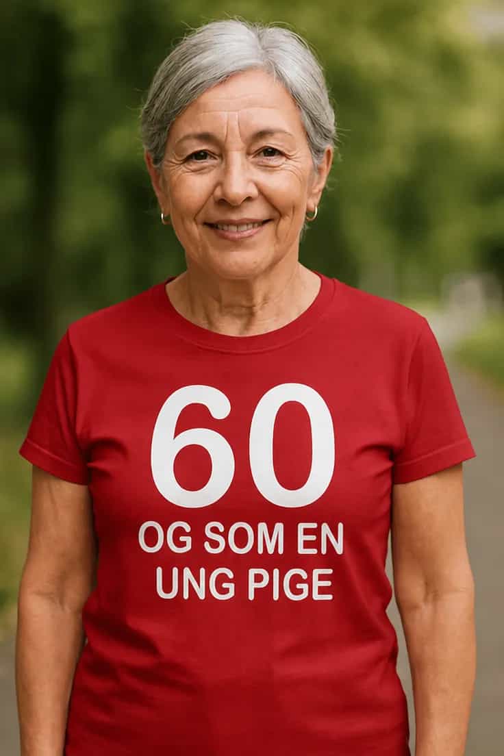 Sjov t-shirt 60 som ung pige - 60 OG SOM EN UNG PIGE