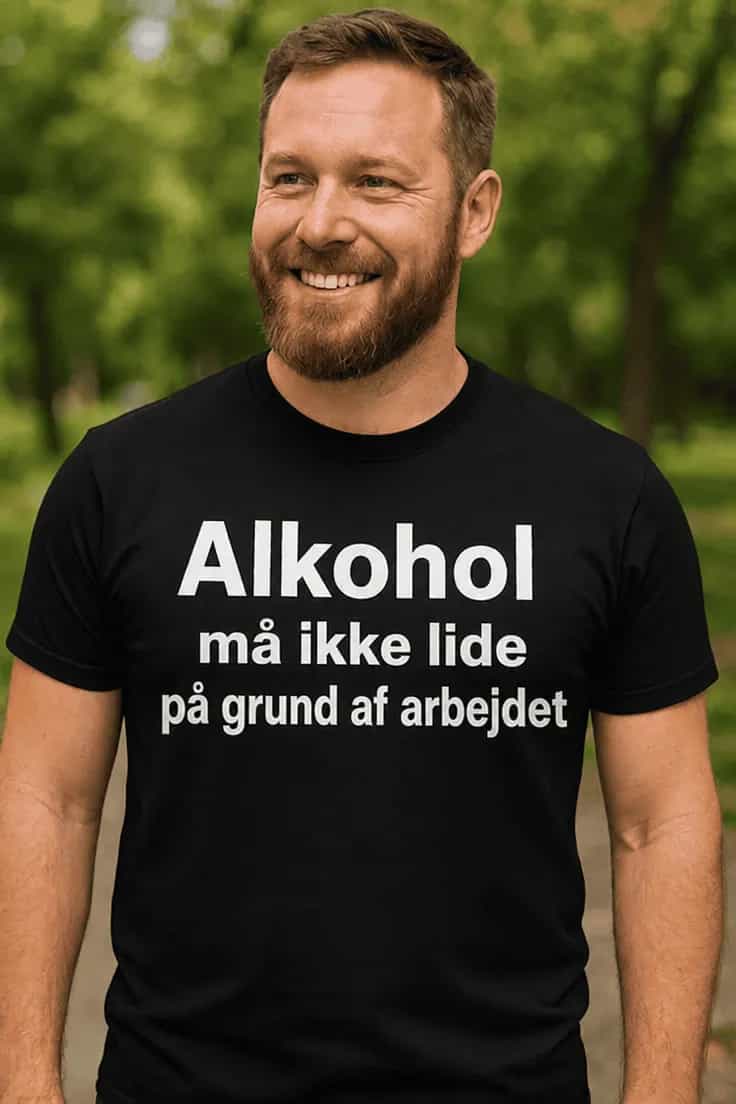 Sjov t-shirt Alkohol før arbejde – Alkohol må ikke lide