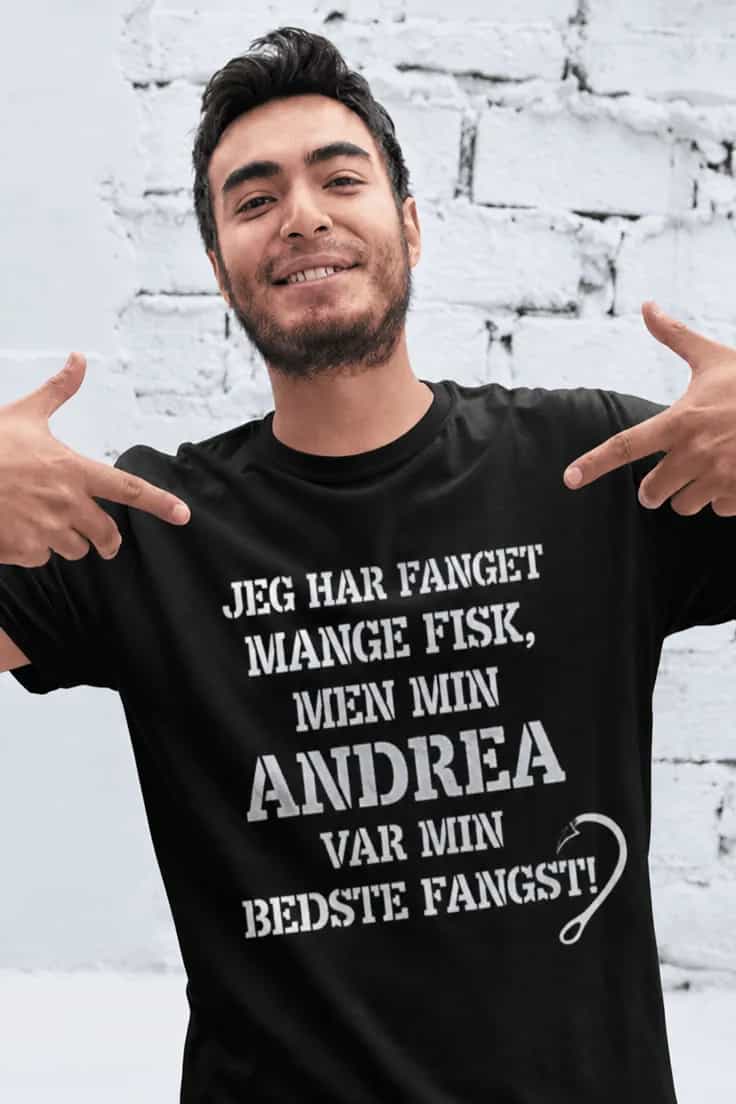Sjov t-shirt Bedste fangst med navn - JEG HAR FANG