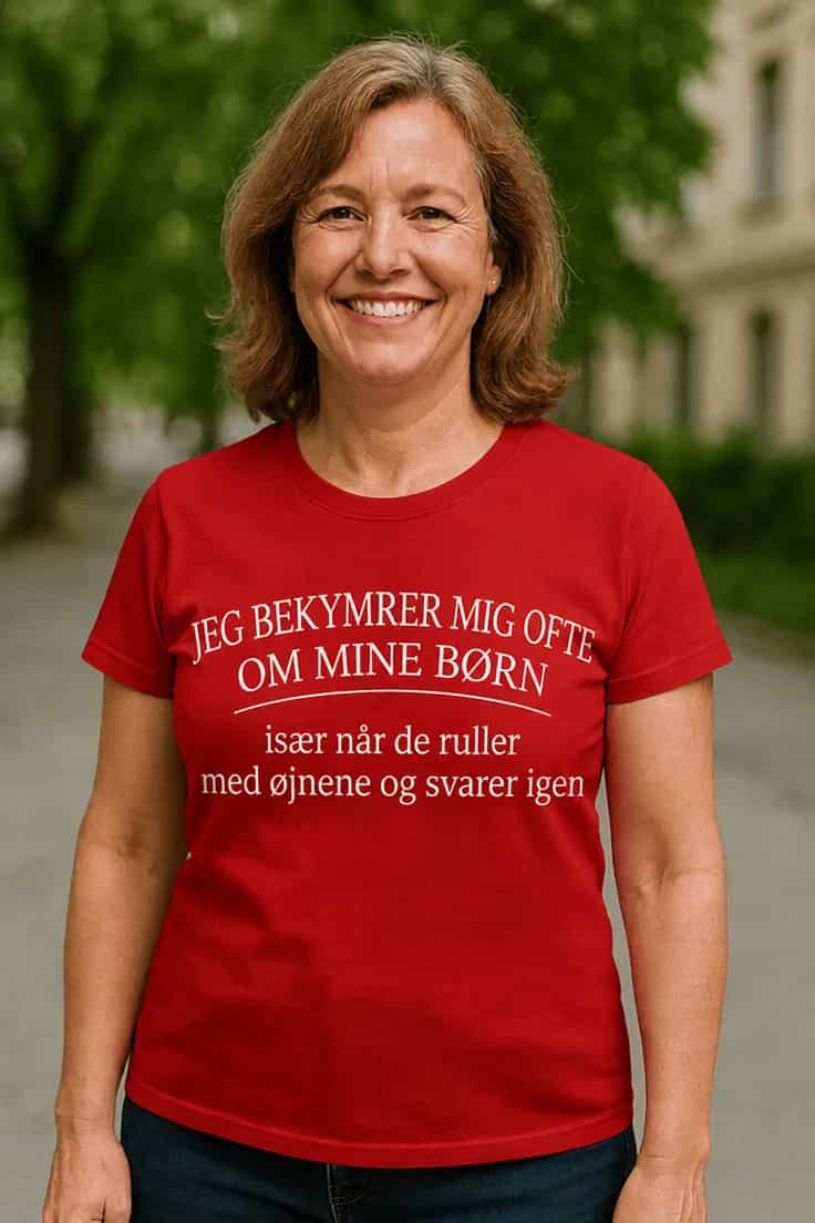 Sjov t-shirt Bekymret for børn – JEG BEKYMRER MIG