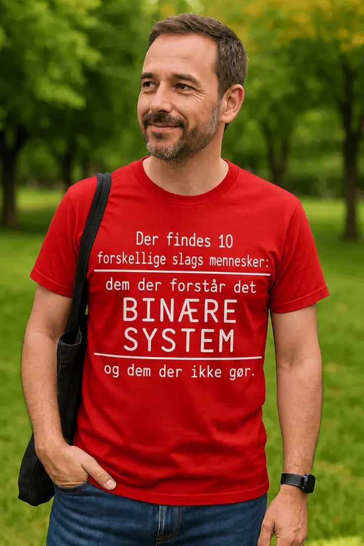 Sjov t-shirt binært system – Der findes 10