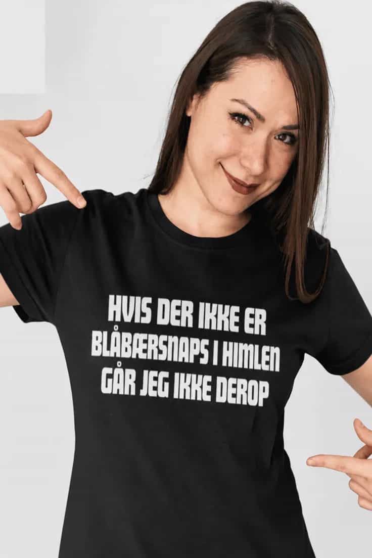 Sjov t-shirt Blåbærsnaps i himlen