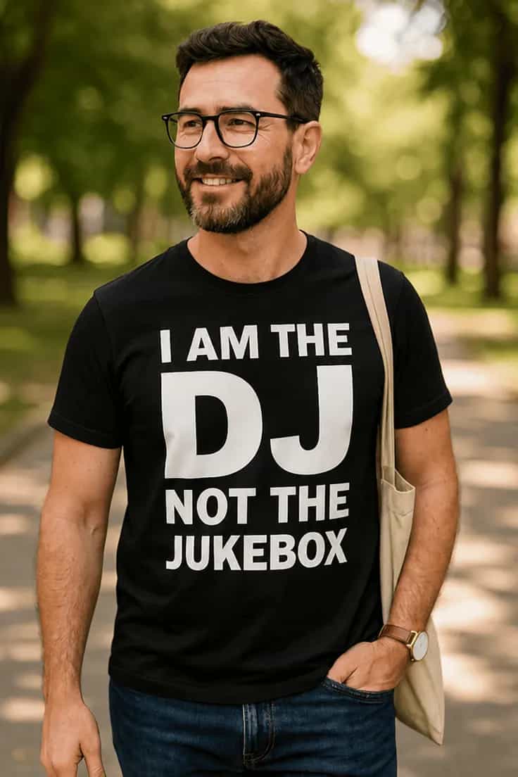 Sjov t-shirt Dj ikke jukebox - I AM THE DJ NOT THE JUKEBOX
