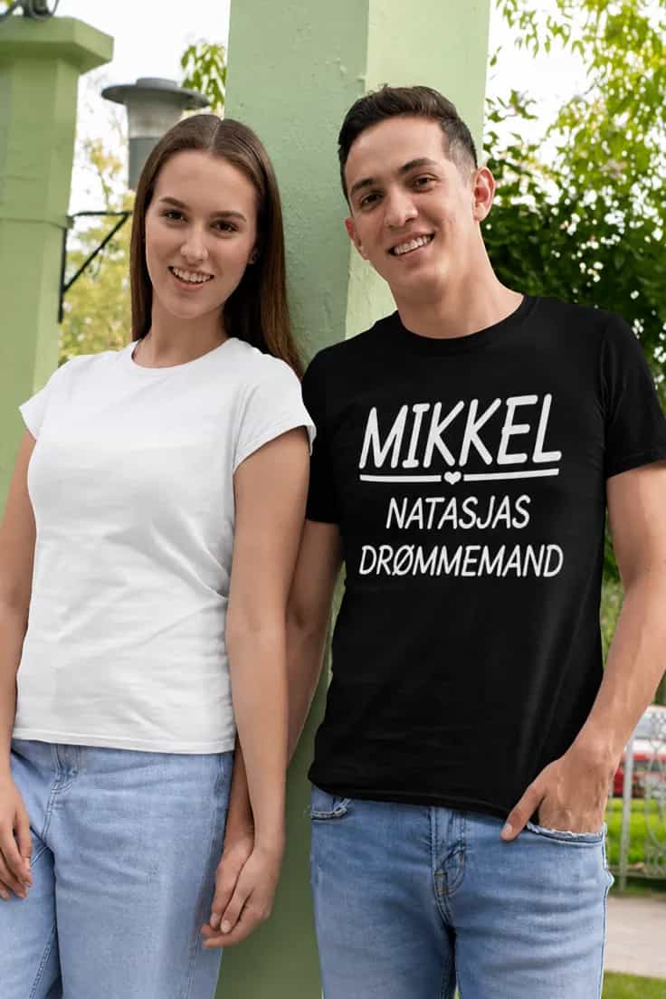 Sjov t-shirt Drømmemand med navn MIKKEL NATASJAS