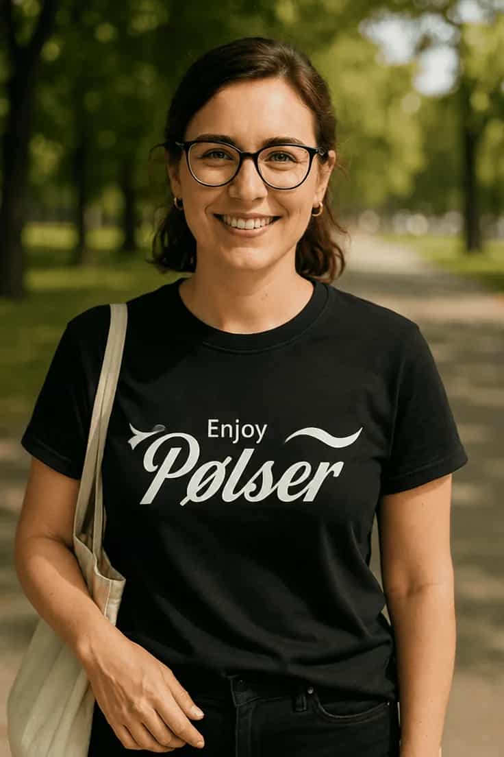 Sjov t-shirt Enjoy pølser – Enjoy Pølser