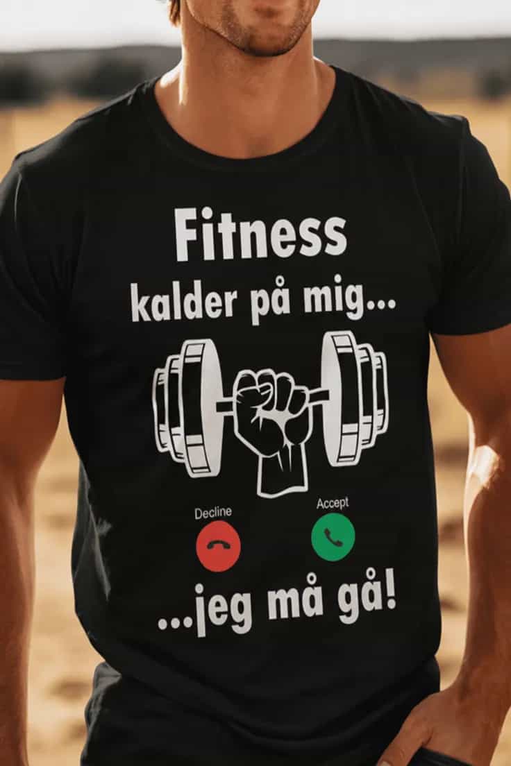 Sjov t-shirt Fitness kalder på mig - Decline Accept