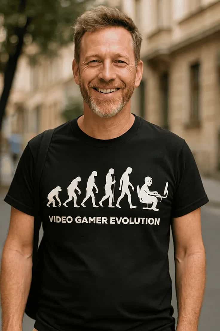 Sjov t-shirt Gamer evolution – 11 VIDEO GAMER EVOLUTION