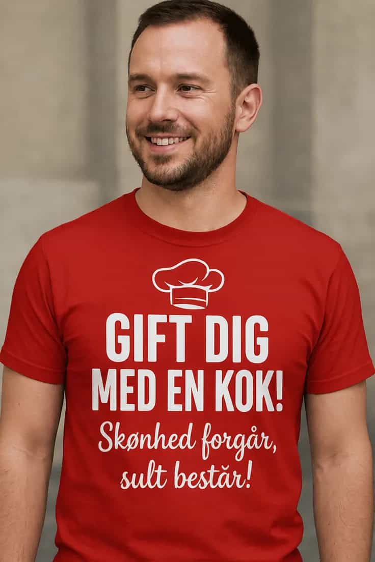 Sjov t-shirt Gift dig med en kok – GIFT DIG MED EN KOK!
