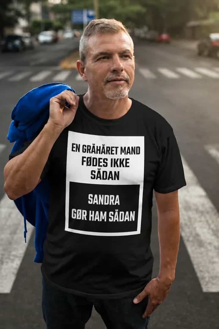 Sjov t-shirt Gråhåret mand med navn