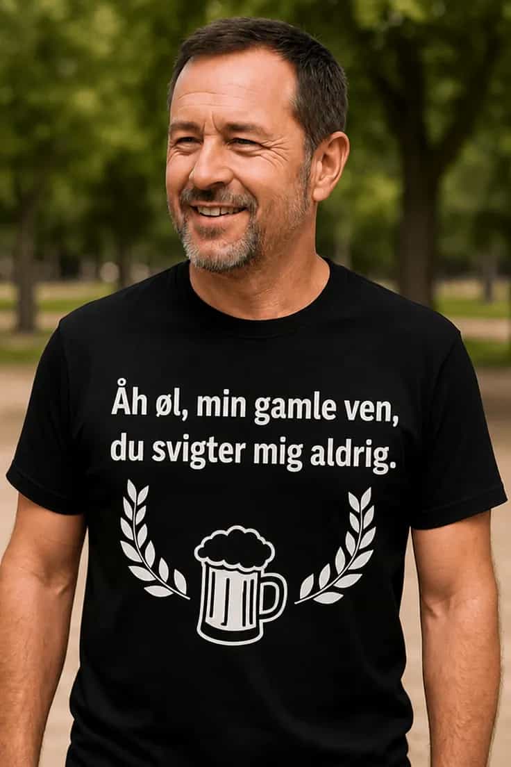 Sjov t-shirt Øl min gamle ven – Åh øl, min gamle ven,