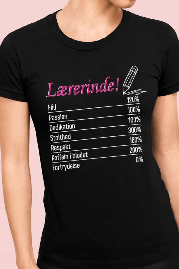 Sjov t-shirt lærerinde med koffein - Lærerinde!