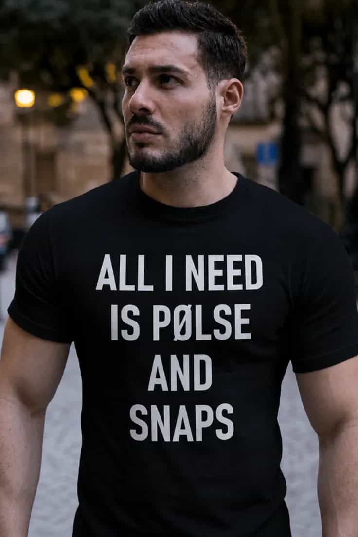 Sjov t-shirt Pølse og snaps – ALL I NEED