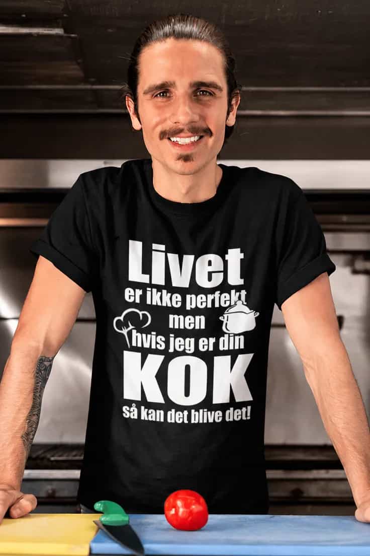 T-shirt til kokken: Perfekt kok, sjov tekst