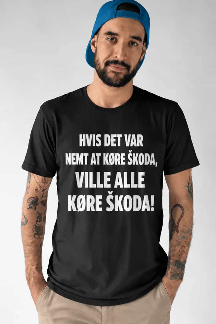 T-shirt Skoda for eksperter – med ønsket bilmærke