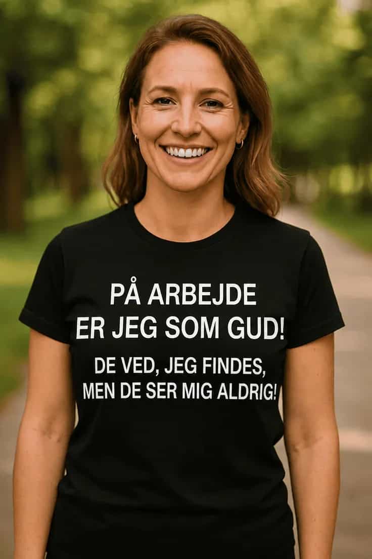 Sjov t-shirt Som Gud på arbejde - PÅ ARBEJDE