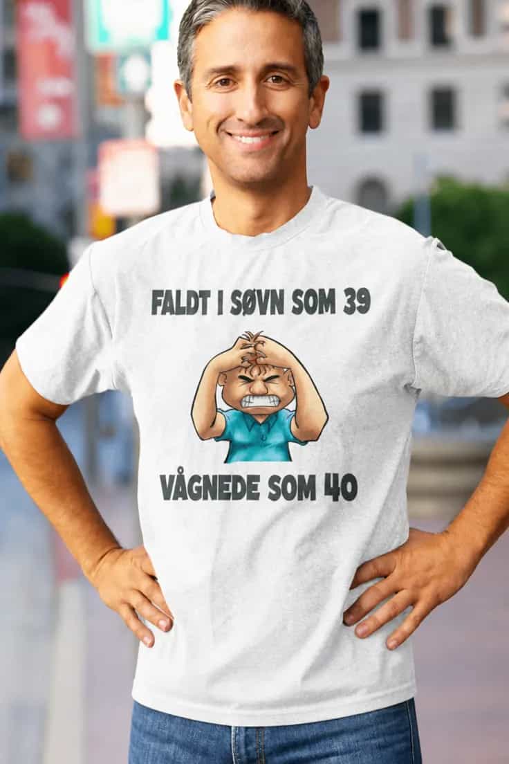 Sjov t-shirt Sov som 39 med ønsket årstal