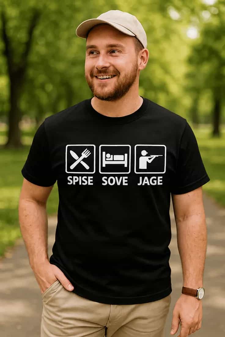 Sjov t-shirt spise sove jage – SPISE SOVE JAGE