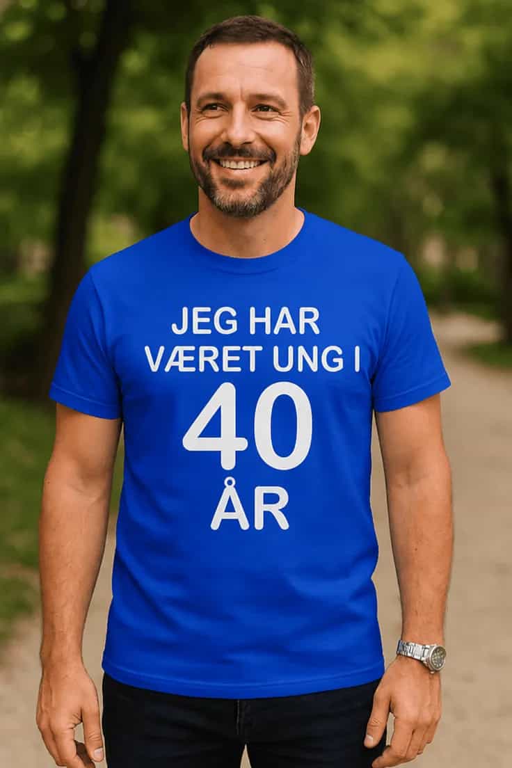 Sjov t-shirt Ung i 40 år