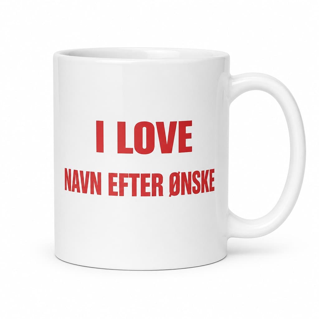 Sjovt krus I love med navn