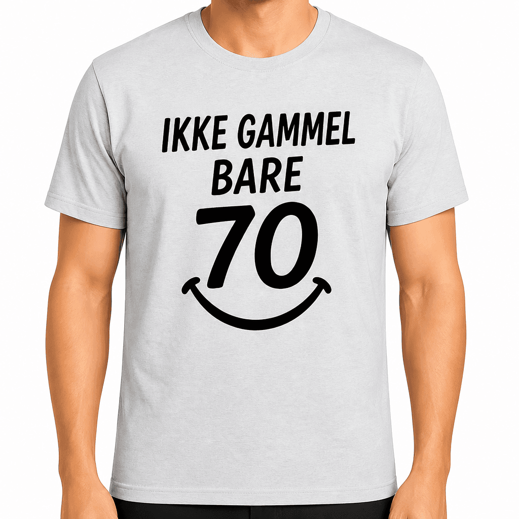 T-shirt til 70 års fødselsdag – Ikke gammel bare 70