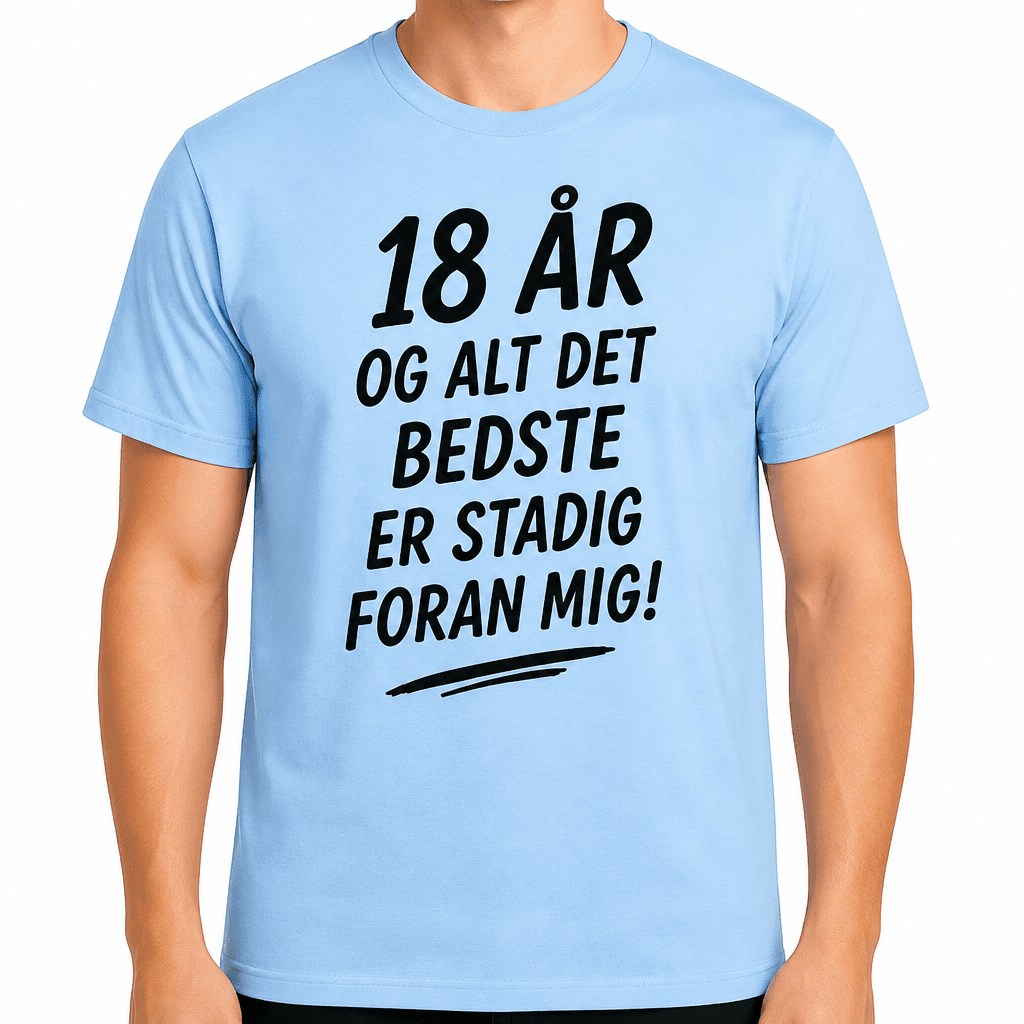 T-shirt til 18 års fødselsdag – 18 år og alt det bedste er stadig foran mig!
