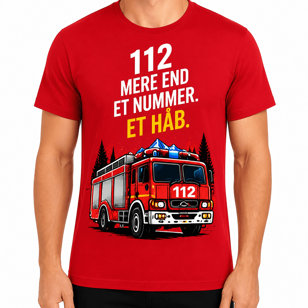 Brandmand T-shirt – 112 mere end et nummer. Et håb.